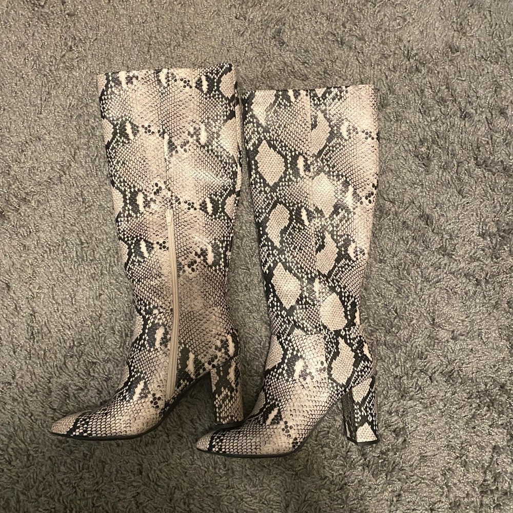 Snake print boots